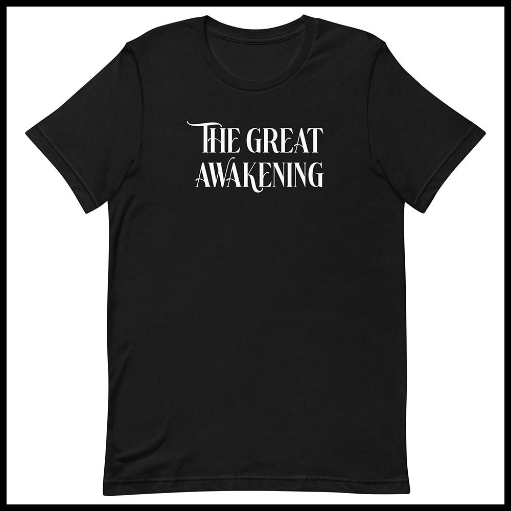 THE GREAT AWAKENING MENS FRONT AND BACK T-SHIRT