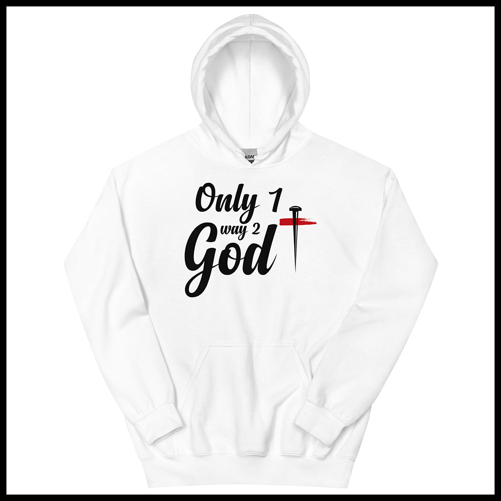 ONLY 1 WAY 2 GOD MENS FRONT AND BACK HOODIE