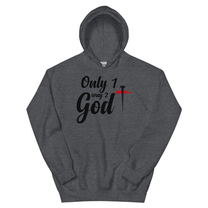 ONLY 1 WAY 2 GOD MENS FRONT AND BACK HOODIE