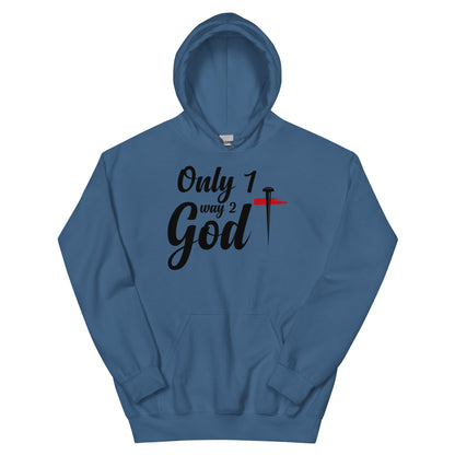 ONLY 1 WAY 2 GOD MENS FRONT AND BACK HOODIE