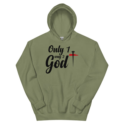 ONLY 1 WAY 2 GOD MENS FRONT AND BACK HOODIE