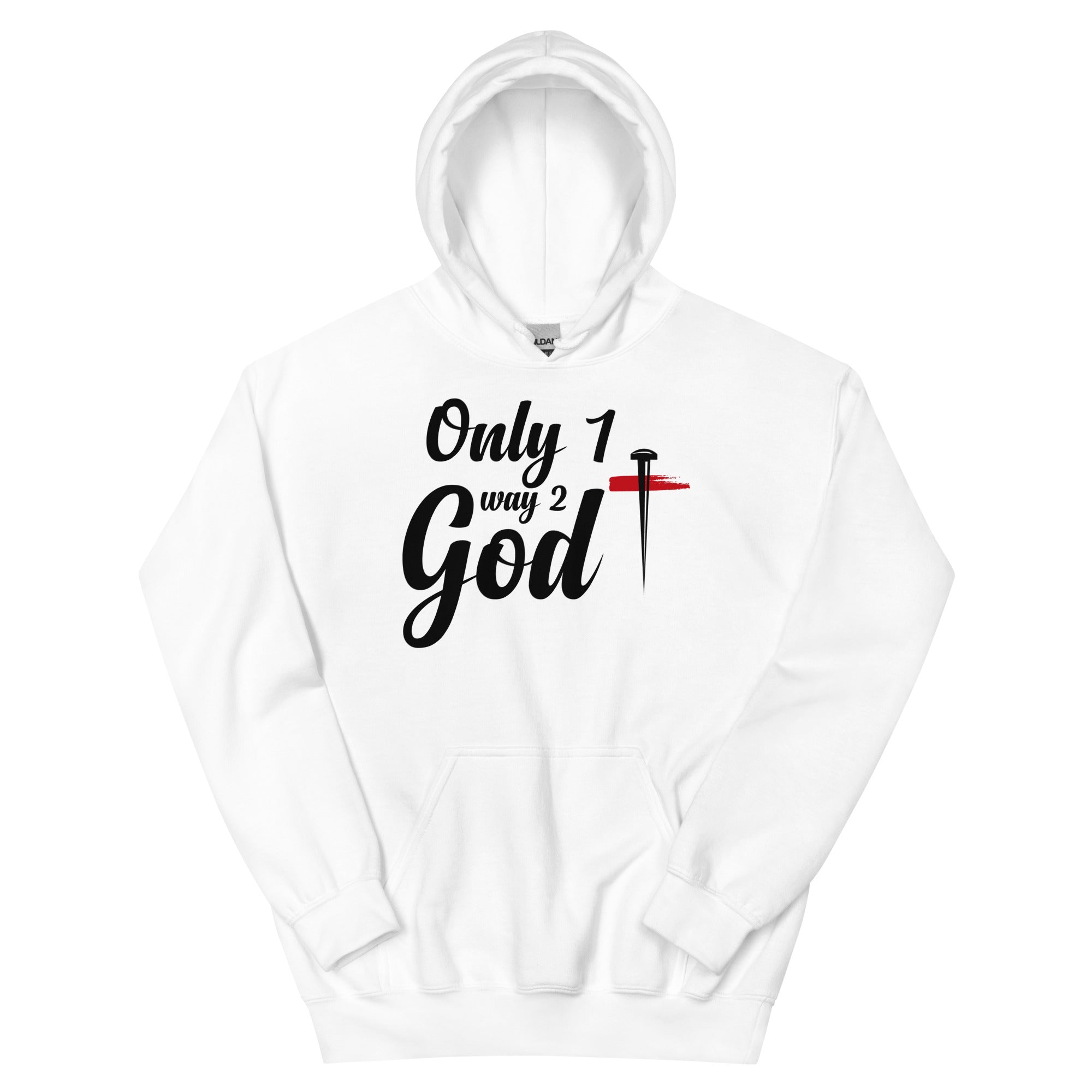 ONLY 1 WAY 2 GOD MENS FRONT AND BACK HOODIE